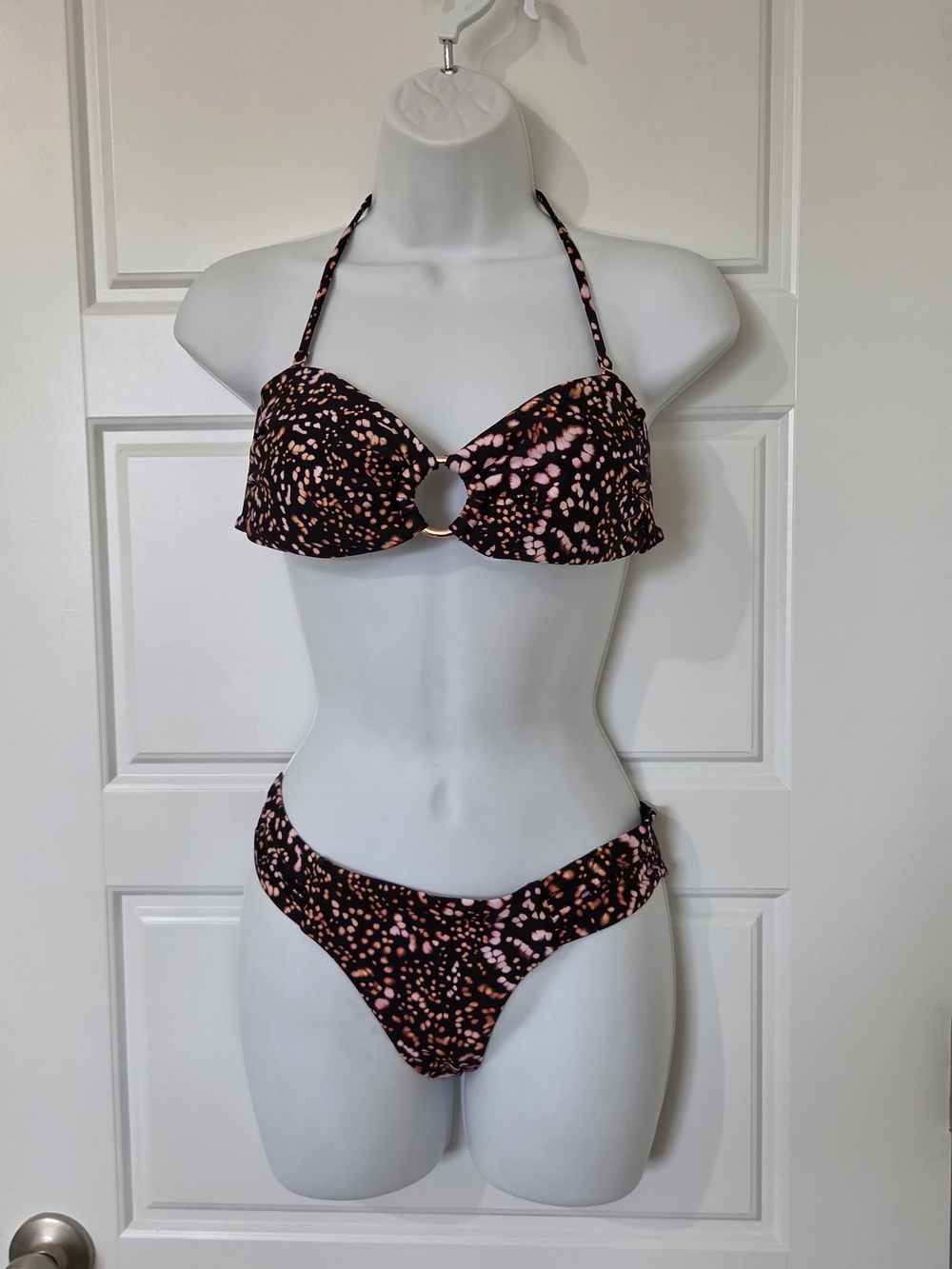 Victoria's Secret Looped Bandeau Top And Bikini Bottom Set In Spot Dye Size S